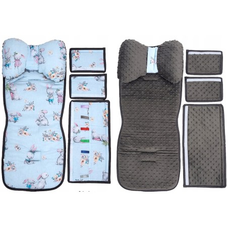Wkładka do wózka spacerówki materacyk poduszka zestaw 3w1 króliki Jackmar