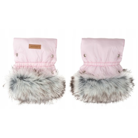 Rękawiczki mufki ocieplane na zimę do wózka różowe z futerkiem Jackmar