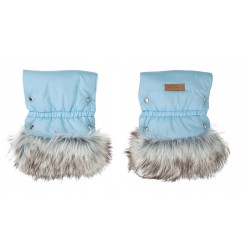 Rękawiczki mufki ocieplane na zimę do wózka niebieskie z futerkiem Jackmar