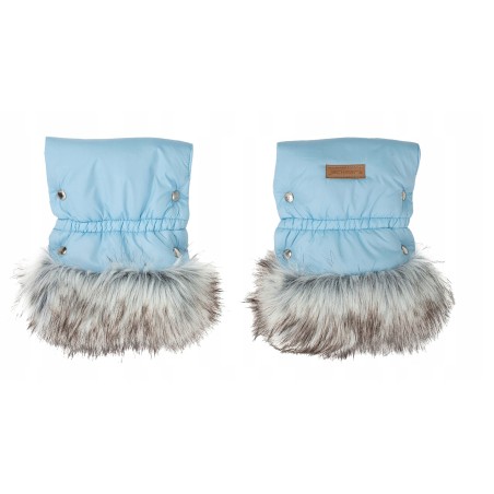 Rękawiczki mufki ocieplane na zimę do wózka niebieskie z futerkiem Jackmar