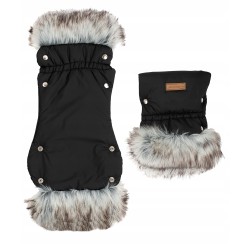 Rękawiczki mufki ocieplane na zimę do wózka niebieskie z futerkiem Jackmar