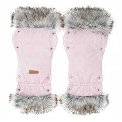 Rękawiczki mufki ocieplane na zimę do wózka różowe z futerkiem Jackmar