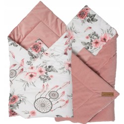 Rożek niemowlęcy becik bawełna + velvet 80 cm x 80 cm zapięcia rzep Jackmar