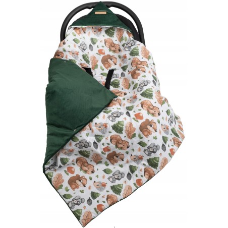 Otulacz kocyk z kapturkiem + wkład do fotelika samochodowego zestaw Jackmar