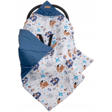 Otulacz kocyk z kapturkiem + wkład do fotelika samochodowego zestaw Jackmar