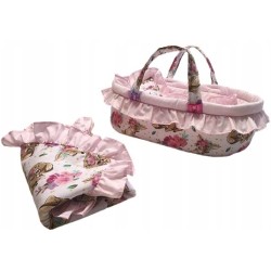Nosidełko dla lalek lalki kołderka poduszka + rożek z falbanką Jackmar
