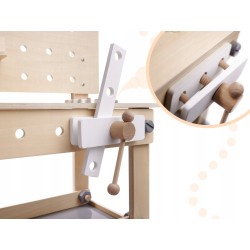 Warsztat z narzędziami drewniany na stoliku zestaw majsterkowicza prezent