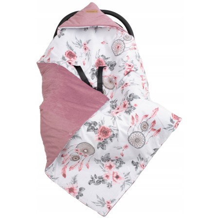 Otulacz do fotelika z kapturkiem kocyk do wózka nosidełka bawełna Jackmar