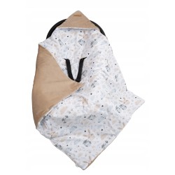 Otulacz do fotelika z kapturkiem kocyk do wózka nosidełka bawełna Jackmar