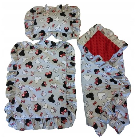 Pościel dla lalek do wózka łóżeczka kołyski + rożek z falbankami Jackmar