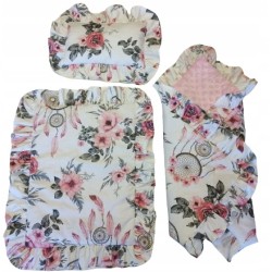 Pościel dla lalek do wózka łóżeczka kołyski + rożek z falbankami Jackmar