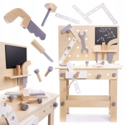 Warsztat z narzędziami drewniany na stoliku zestaw majsterkowicza prezent