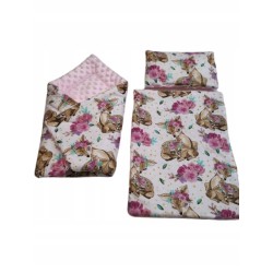 Pościel dla lalek lalki dwustronna + rożek do wózka łóżeczka Jackmar