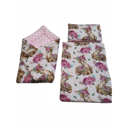 Pościel dla lalek lalki dwustronna + rożek do wózka łóżeczka Jackmar