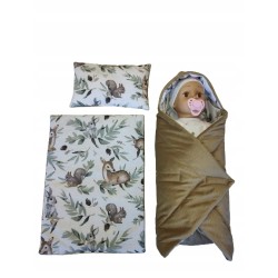 Pościel dla lalek komplet do wózka łóżeczka kołyski + rożek Jackmar