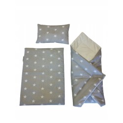 Pościel dla lalek komplet do wózka łóżeczka kołyski + rożek Jackmar