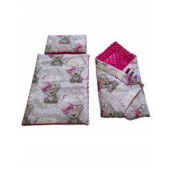 Pościel dla lalek komplet do wózka łóżeczka kołyski + rożek Jackmar