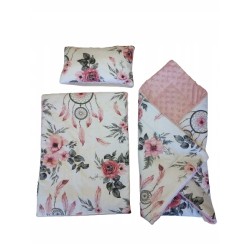 Pościel dla lalek komplet do wózka łóżeczka kołyski + rożek Jackmar