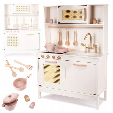 Kuchnia dla dzieci drewniana MDF retro z akcesoriami BOHO 100cm