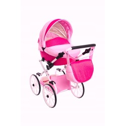 Duży wózek dla lalek głęboki retro złoty biały dla dziewczynki Jackmar