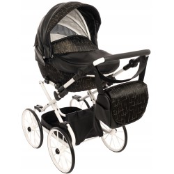 Duży wózek dla lalek lalki głęboki retro czarny dla dziewczynki Jackmar