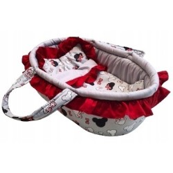 Nosidełko dla lalek + pościel kołderka poduszka rożek z falbanką Jackmar