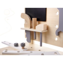 Warsztat z narzędziami drewniany na stoliku zestaw majsterkowicza prezent