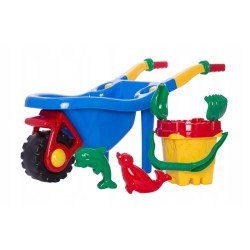 Taczka plastikowa dla dzieci + zestaw do piasku + wiaderko Kwiatek Hemar