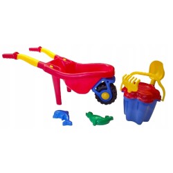 Taczka plastikowa dla dzieci duża z wiaderkiem łopatką i foremkami Hemar