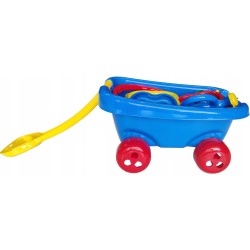 Wózek z zestawem "Dwa wiaderka" 10 elementów do piasku Hemar