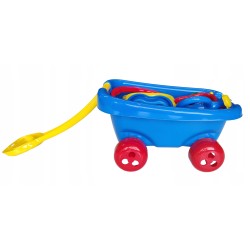 Wózek z zestawem "Dwa wiaderka" 10 elementów do piasku Hemar