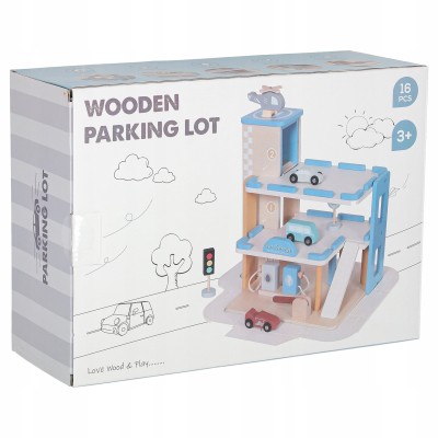 Garaż drewniany parking samochodowy piętrowy stacja benzynowa