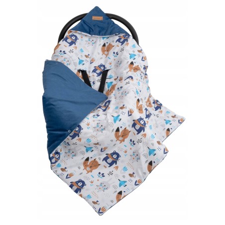 Otulacz do fotelika z kapturkiem kocyk do wózka nosidełka bawełna Jackmar