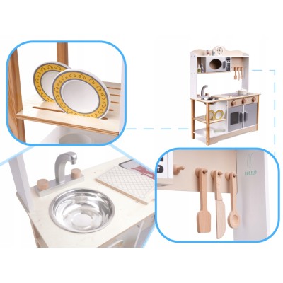 Kuchnia dla dzieci drewniana MDF LULILO KUKETO akcesoria 85cm
