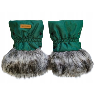 Mufki rękawiczki ocieplane na zimę do wózka czarne z futerkiem Jackmar