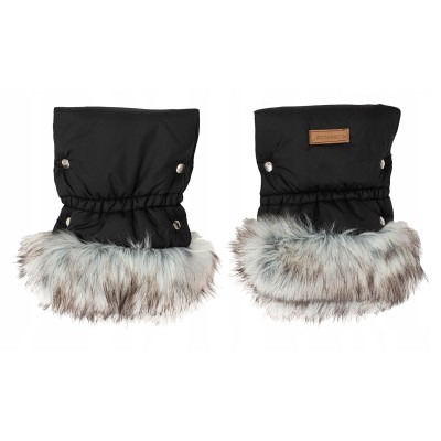 Mufki rękawiczki na zimę do wózka zieleń butelkowa z futerkiem Jackmar