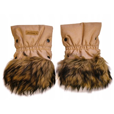 Mufki rękawiczki na zimę do wózka zieleń butelkowa z futerkiem Jackmar