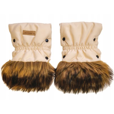 Mufki rękawiczki ocieplane na zimę do wózka czarne z futerkiem Jackmar