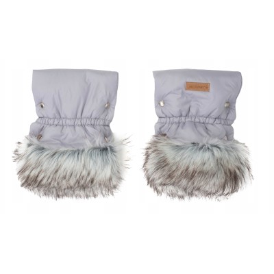 Mufki rękawiczki na zimę do wózka zieleń butelkowa z futerkiem Jackmar