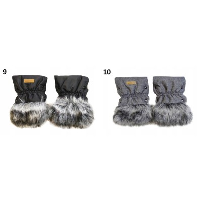 Mufki rękawiczki na zimę do wózka zieleń butelkowa z futerkiem Jackmar