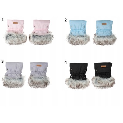 Mufki rękawiczki ocieplane na zimę do wózka czarne z futerkiem Jackmar