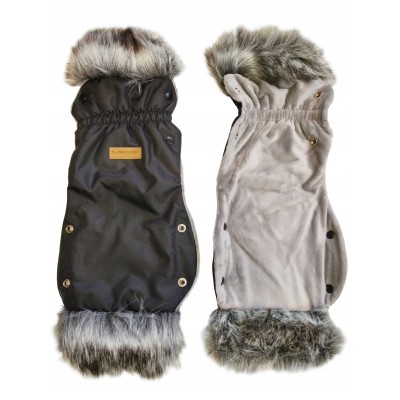 Mufki rękawiczki ocieplane na zimę do wózka czarne z futerkiem Jackmar