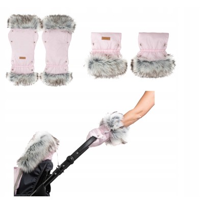 Mufki rękawiczki na zimę do wózka zieleń butelkowa z futerkiem Jackmar