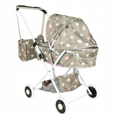 Wózek dla lalek gondola głęboki + torba gwiazdki dla dziewczynki