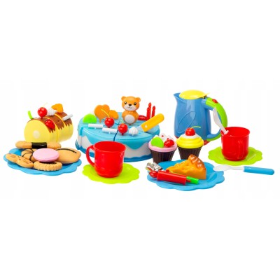 Zabawka Tort urodzinowy do krojenia na rzepy kuchnia 80 elementów niebieski