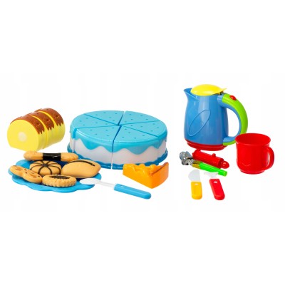 Zabawka Tort urodzinowy do krojenia na rzepy kuchnia 80 elementów niebieski