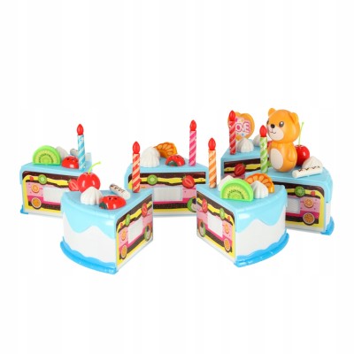 Zabawka Tort urodzinowy do krojenia na rzepy kuchnia 80 elementów niebieski
