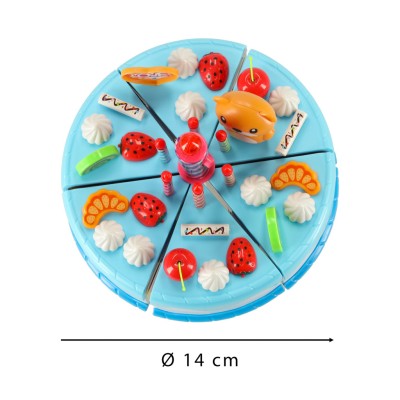 Zabawka Tort urodzinowy do krojenia na rzepy kuchnia 80 elementów niebieski