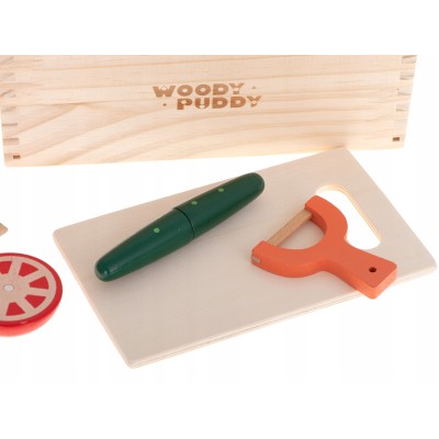 Warzywa drewniane do krojenia na magnes w skrzynce + akcesoria zabawki