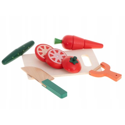 Warzywa drewniane do krojenia na magnes w skrzynce + akcesoria zabawki